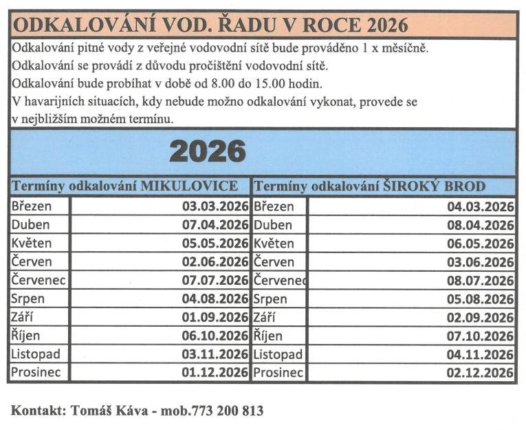 Odkalování vodovodního řádu 2026